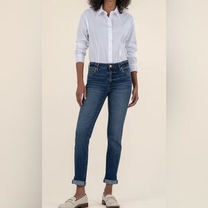 Kut From the Kloth Catherine Mid Rise Boyfriend Jean Med Blue Wash Women's 2 EUC